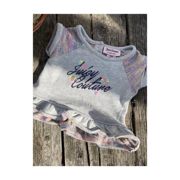 Juicy Couture Retro Knit T-Shirt Ruffle Hem Rainbow Sz 3/6 Months - Picture 2 of 4
